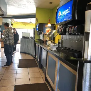 Soda machine and condiments