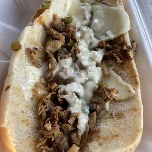 For a philly steak, it's nearly meatless for 9 bucks.