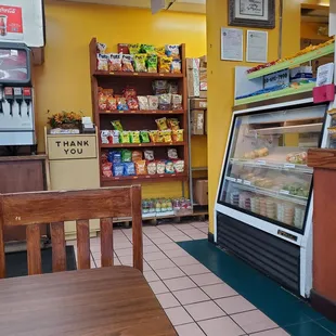 the inside of a deli