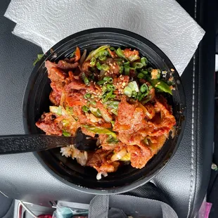 Spicy pork lunch bowl