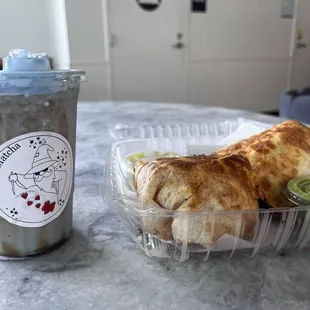 Iced Americano with ELBA Cold Foam and Steak Burrito