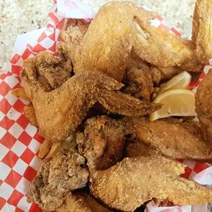 6 piece wings and fries