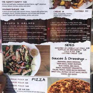 a menu for the chasers bar and grill