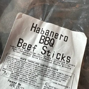 Habanero BBQ beef Sticks