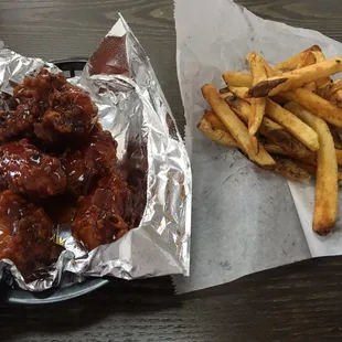 Double fired wings and small fry