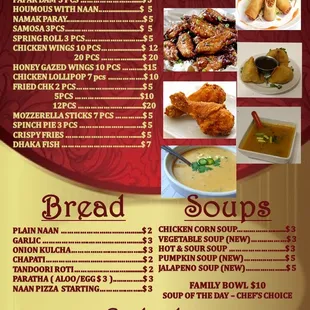 menu, chicken wings and fried chicken