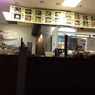 Menu and ordering counter