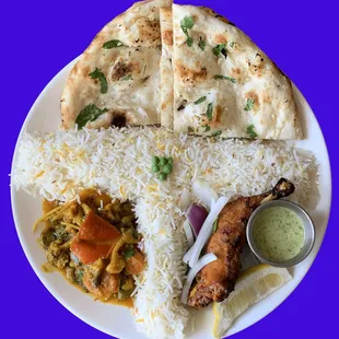 Tandoori (BBQ) Chicken Lunch Combo Plate.