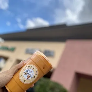 Thai tea. No sweet. Still kind of sweet. Not bad though.