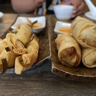 two plates of food on a table