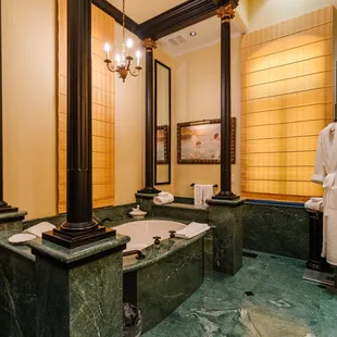 Villa du Sureau. Deep Marble Soaking Tubs and
Separate Steam Shower.