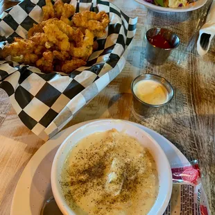 Clam Strips and Clam Chowder