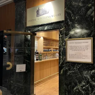 Exterior of the Chateau Montelena Winery Tasting Room in Westin St. Francis Hotel in San Francisco.