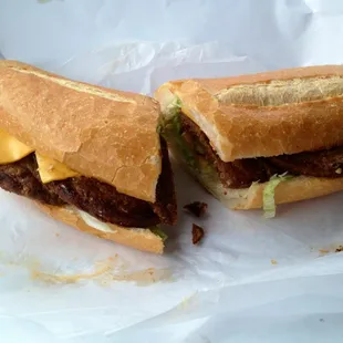 Hot sausage with am. Cheese.  Patty