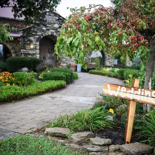 a sign in the garden