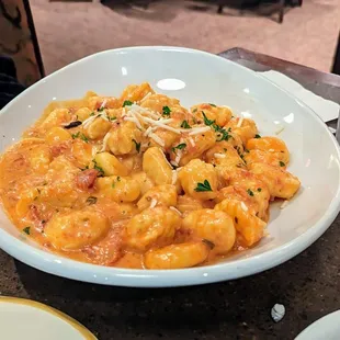 Gnocchi in a creamy tomato sauce.