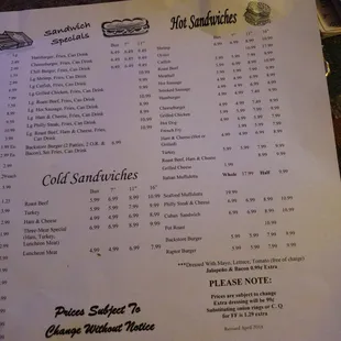 menu