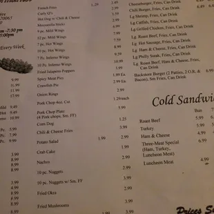 menu