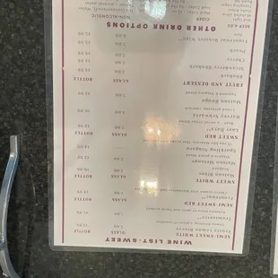 Wine list