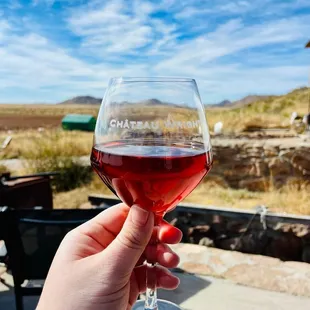 a hand holding a glass of wine