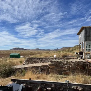 a view of the vineyard from the back of the building
