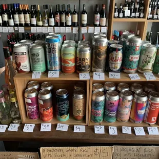 a display of cans of wine