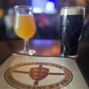 Down East Cider on tap is always good! My hubby always gets a glass of Guinness.