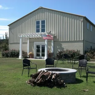 Tasting room and processing facility. Picnic area on right.