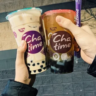 Large Winter Melon Milk Tea and large Taiwan Mango QQ