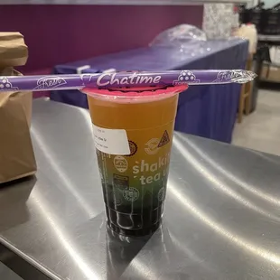 My usual.  Lychee green w black pearls and green apple pops
