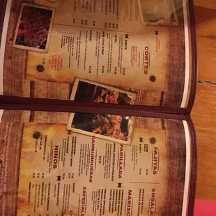 the menu and the price