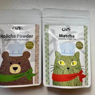 two bags of matcha powder
