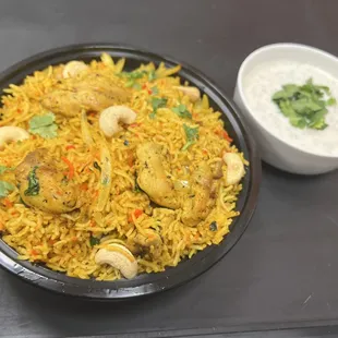 a bowl of rice and a bowl of yogurt