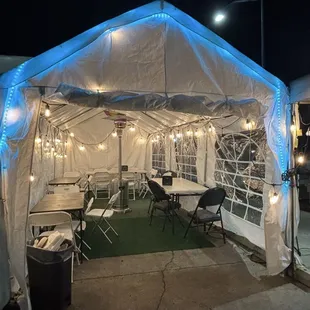 Cozy heated space to sit outside