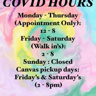 Updated COVID Hours starting Monday, July 27th.