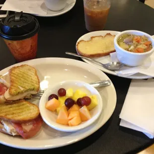 Pesto chicken panini with chicken and dumpling soup.....amazing!!!!