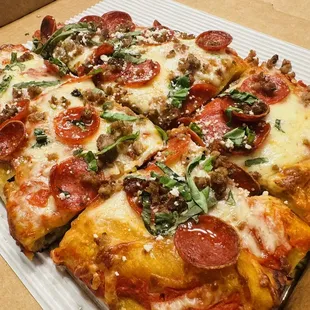 Sweet Meats pizza on Grandma Style crust