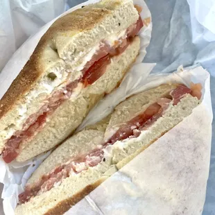 Lox bagel minus some of the fixings