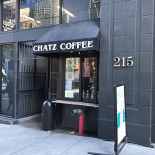 the entrance to chatz coffee