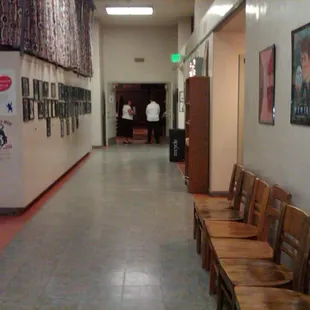 Hall to theater and box office from restrooms