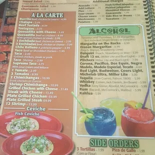 the menu