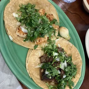 Shrimp and lengua street tacos - the lengua was excellent