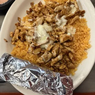 Chicken and rice and queso