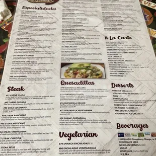 menu