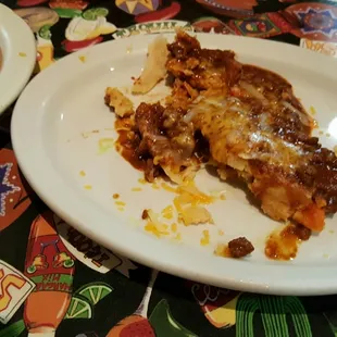 Fabulous tamale covered in chili, 2.00