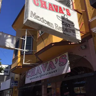 a sign for chava&apos;s mexican restaurant