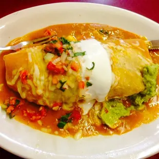 Vegetarian burrito - mojado !!   (for lunch, December 16, 2014) - it was deeeeeelish !!