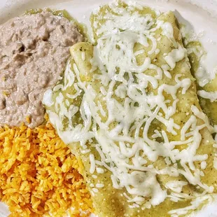 Chicken Enchiladas Plate with Verde Sauce ($11)