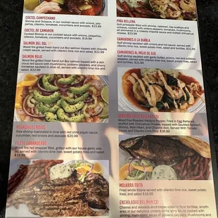 a menu for mexican cuisine