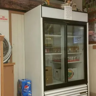 Beer fridge, ice cold beers too..